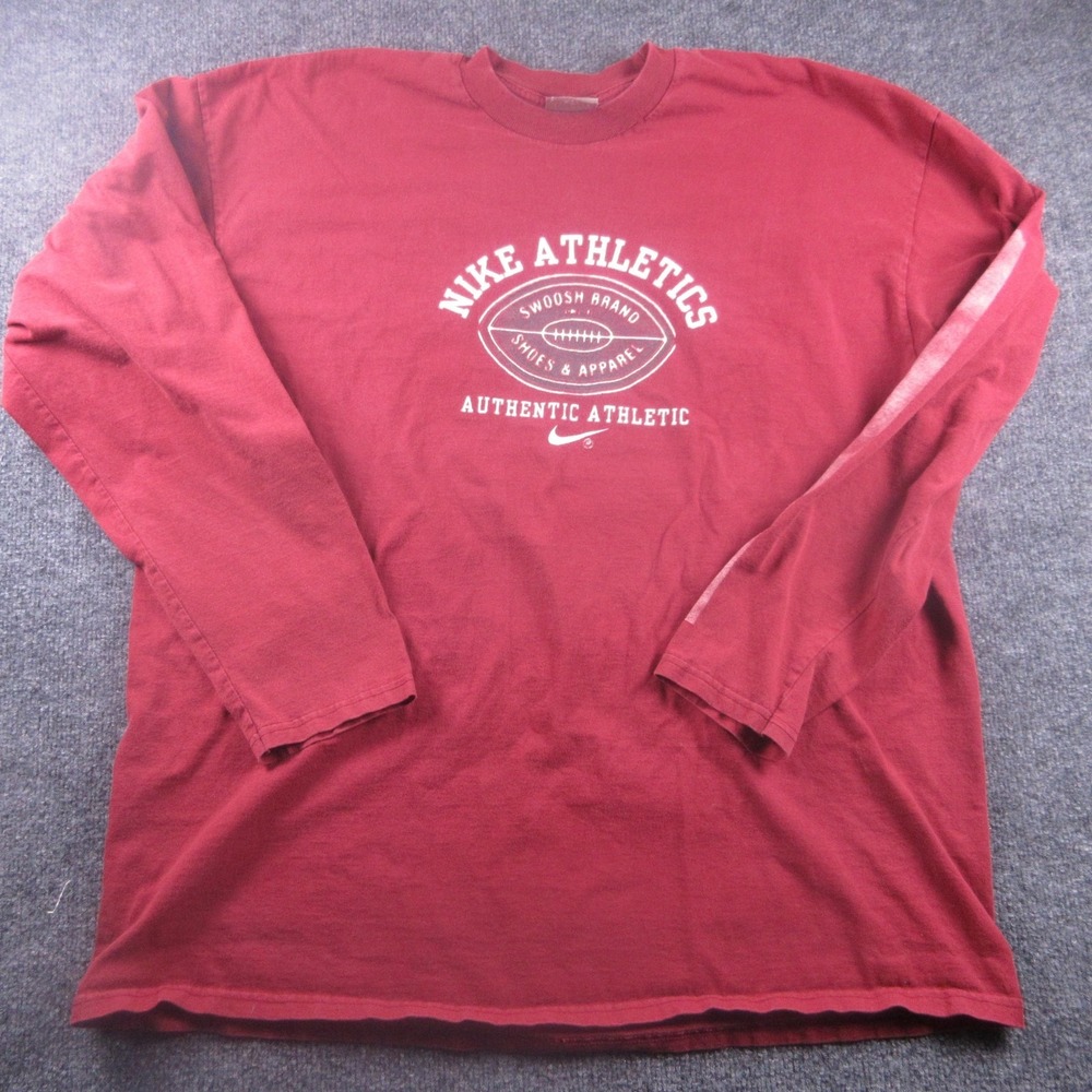 Nike‎ Shirt Mens XL Red Long Sleeve Athletics Football Graphic T Shirt Tee